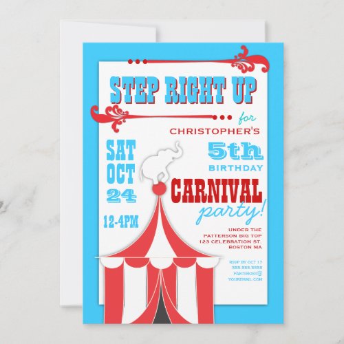 Circus Carnival Birthday Party Big Top  Invitation