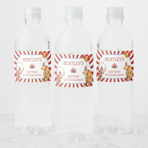 Circus Carnival Birthday Party Decor Water Bottle Label