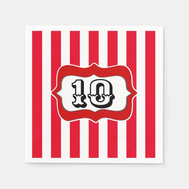 Circus carnival birthday party DIY AGE stripes Napkins (Front)