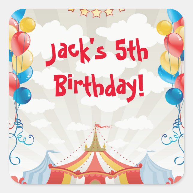Circus Carnival Birthday Party Favor Stickers (Front)