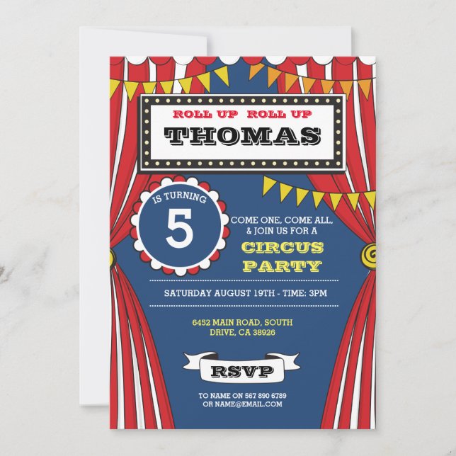 Circus Carnival Birthday Party Fun Tent Invite (Front)