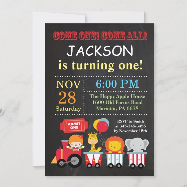 Circus Carnival Birthday Party Invitation (Front)