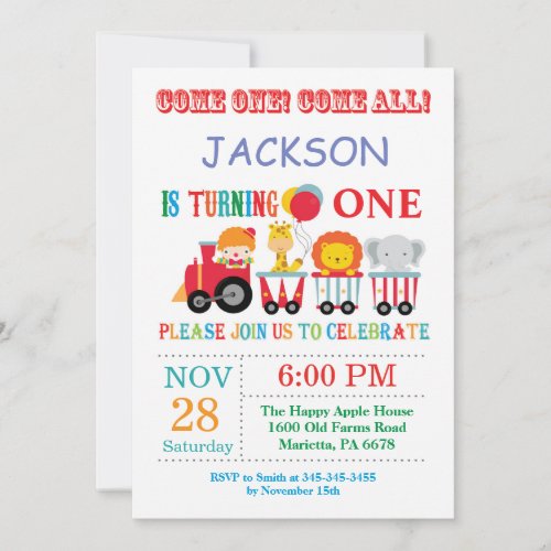 Circus Carnival Birthday Party Invitation