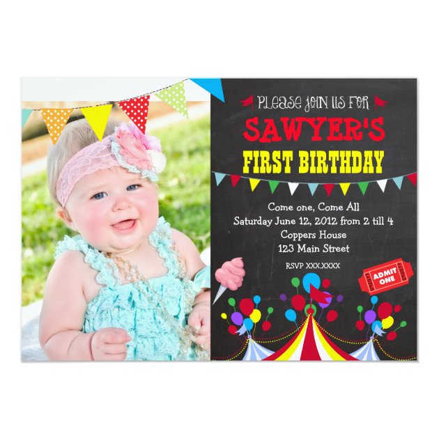 Circus Carnival Birthday Party Invitation