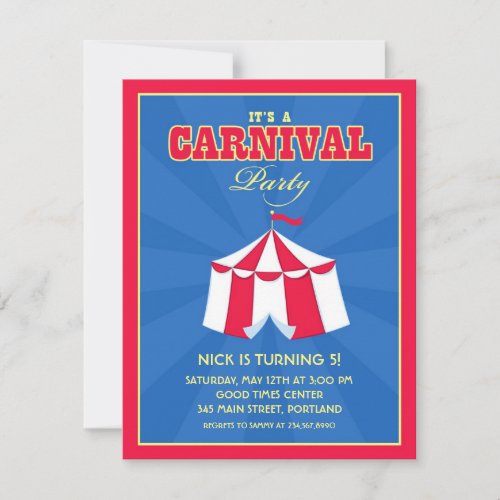 Circus  Carnival Birthday Party Invitation