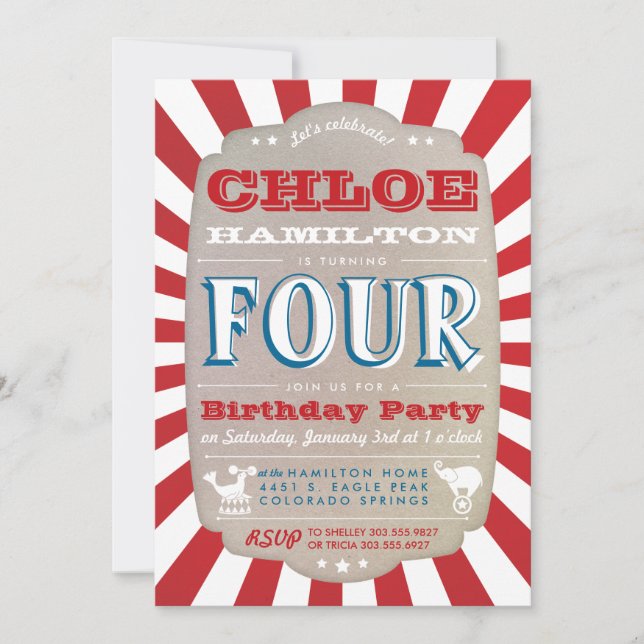 Circus Carnival Birthday Party Invitation (Front)