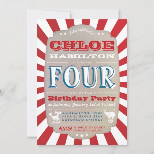 Circus Carnival Birthday Party Invitation