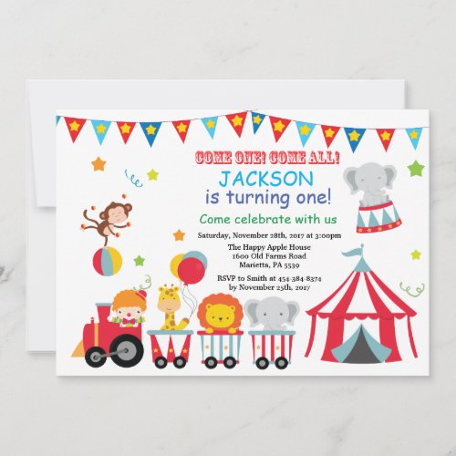 Circus Carnival Birthday Party Invitation