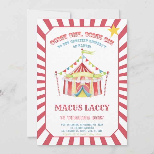 Circus Carnival Birthday Party Invitation (Front)