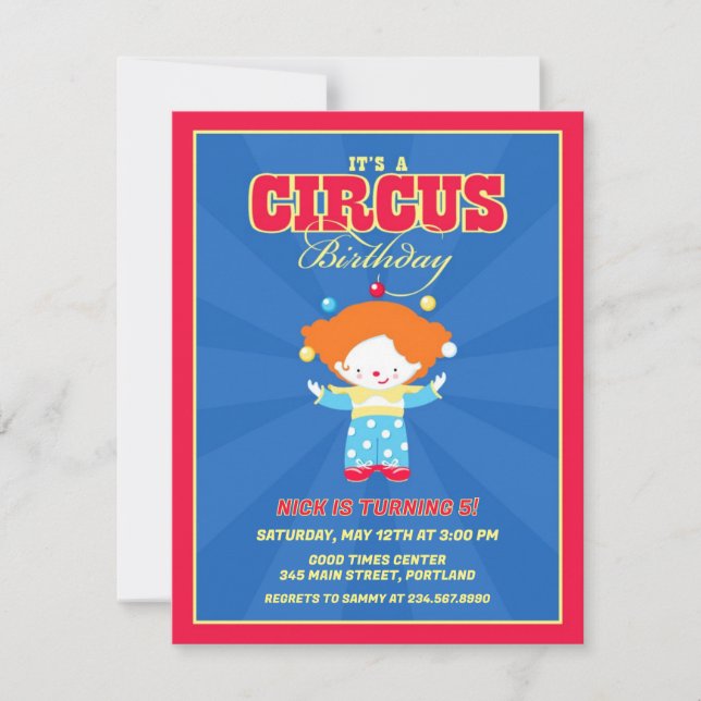 Circus Carnival Birthday Party Invitation (Front)