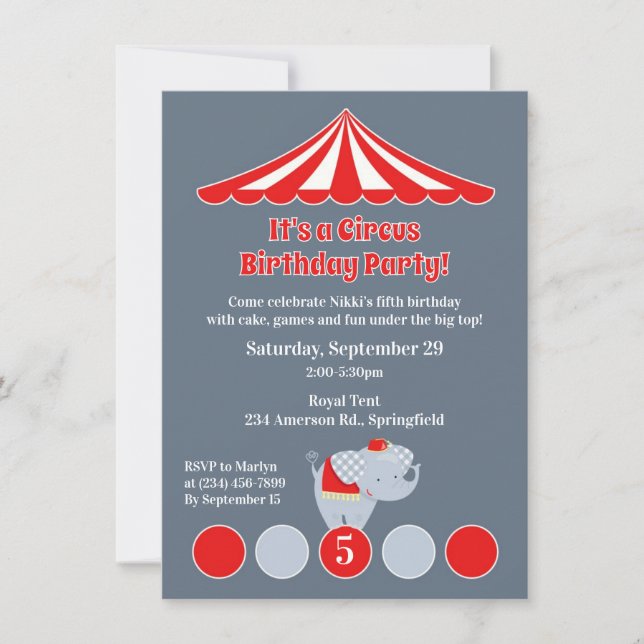 Circus Carnival Birthday Party Invitation (Front)