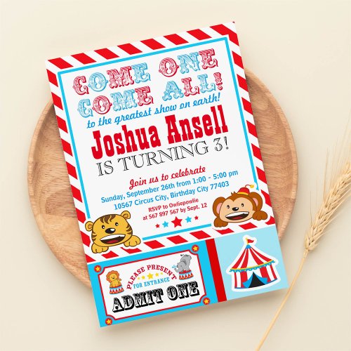 Circus Carnival Birthday Party Invitation