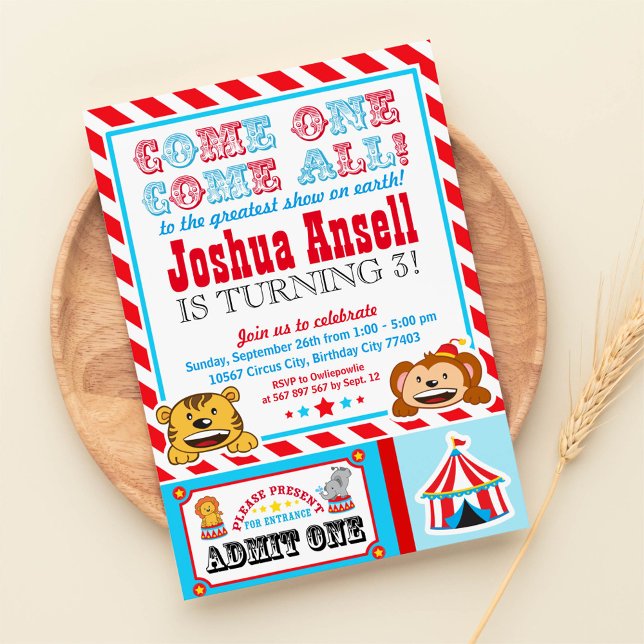 Circus Carnival Birthday Party Invitation (Creator Uploaded)