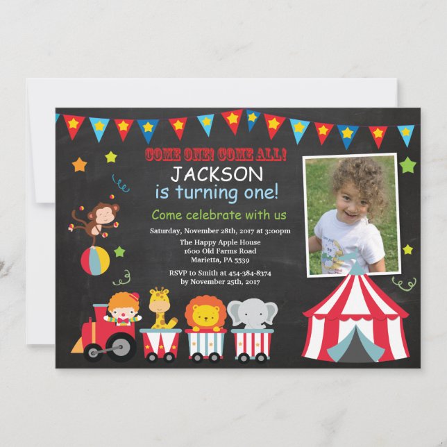 Circus Carnival Birthday Party Invitation (Front)