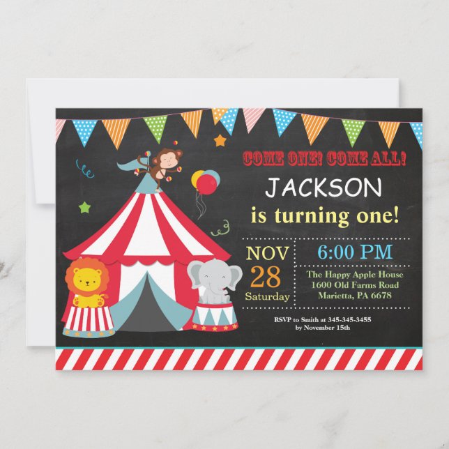 Circus Carnival Birthday Party Invitation (Front)