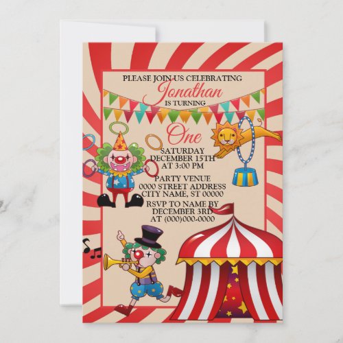 Circus Carnival Birthday Party Invitation