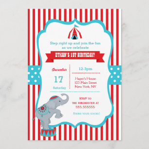 Circus Carnival Birthday Party Invitations