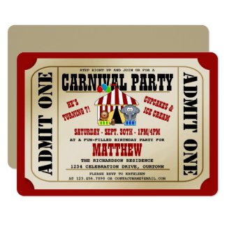 Circus Carnival Birthday Party Invitations