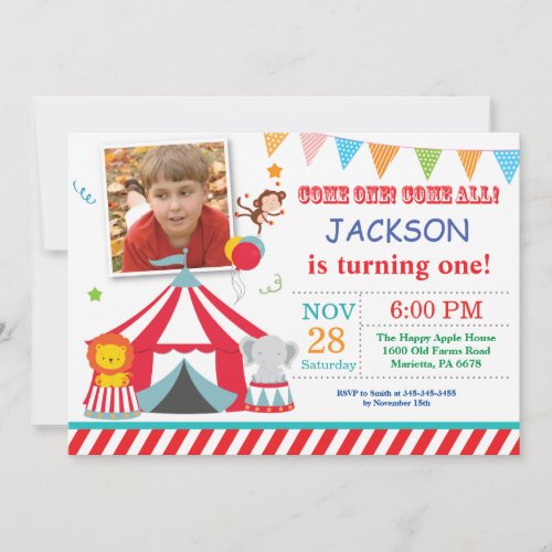 Circus Carnival Birthday Party Photo Invitation