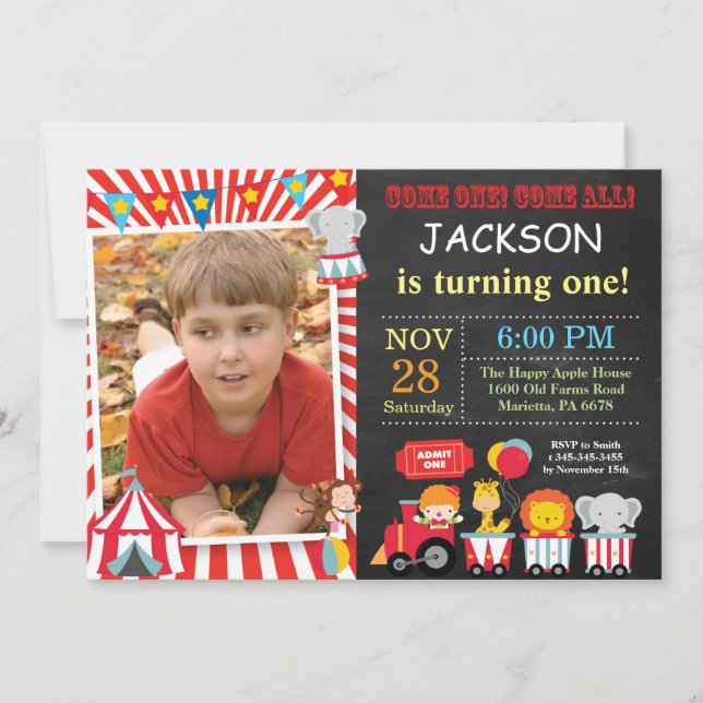 Circus Carnival Birthday Party Photo Invitation (Front)