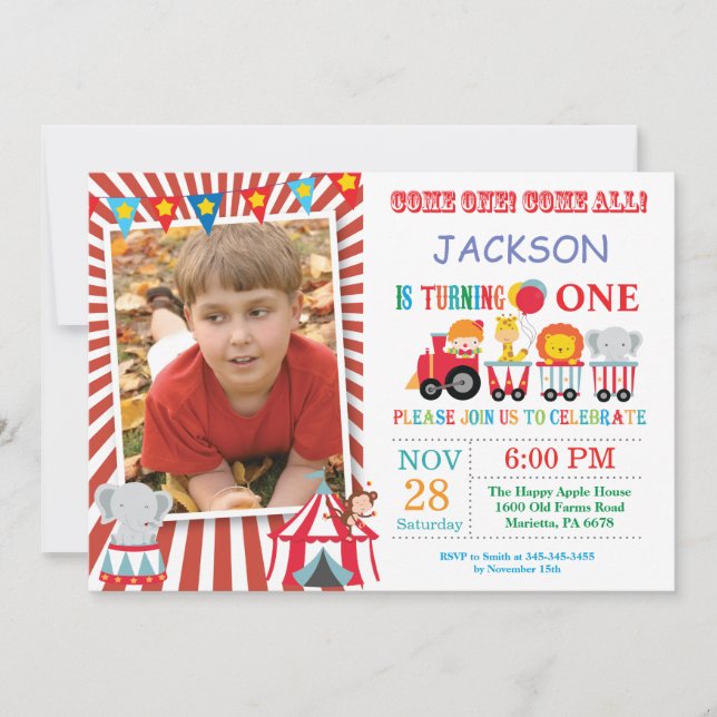 Circus Carnival Birthday Party Photo Invitation (Front)