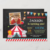 Circus Carnival Birthday Party Photo Invitation (Front/Back)