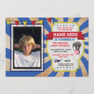 Circus Carnival Birthday Party Photo Invitation