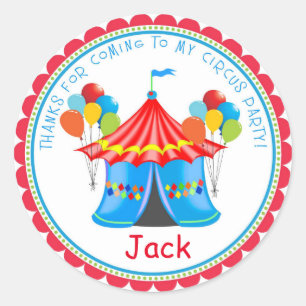 Circus Carnival Birthday Party Stickers