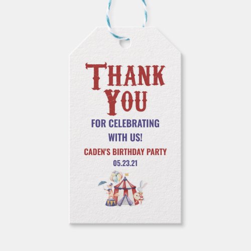 Circus Carnival Birthday Party Thank You Favor  Gift Tags