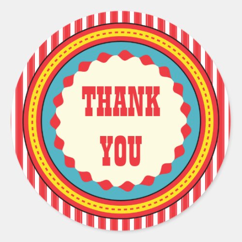 Circus Carnival Birthday Party Thank You Sticker