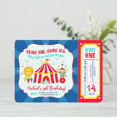 Circus Carnival Birthday Party Ticket Invitation (Standing Front)