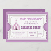 Circus Carnival Birthday Party Ticket Invitation (Front/Back)