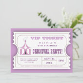 Circus Carnival Birthday Party Ticket Invitation (Standing Front)