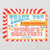 Circus Carnival Birthday Thank you card Big Top (Front/Back)