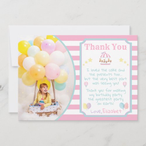 Circus Carnival Birthday Thank You Card With Photo