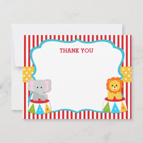 Circus Carnival Birthday Thank You Note Cards