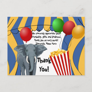 Circus Carnival Birthday/Thank You Postcard