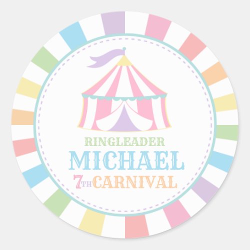Circus Carnival Birthday Thank You Round Label