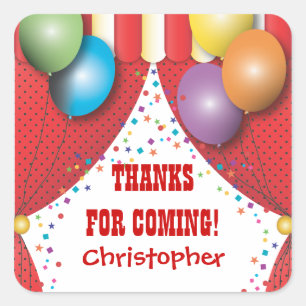 Circus Carnival Birthday Thank You Sticker