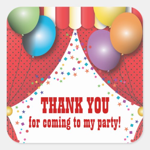 Circus Carnival Birthday Thank You Sticker