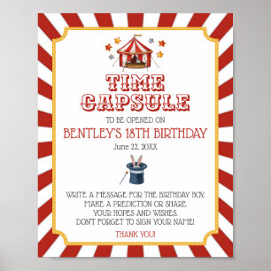 circus carnival birthday time capsule set poster