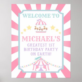 Circus Carnival Birthday Welcome Sign