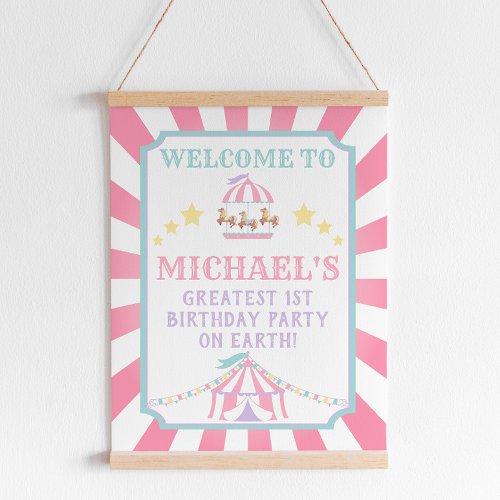 Circus Carnival Birthday Welcome Sign