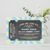 Circus Carnival Blue Boy Baby Shower Invitation (Standing Front)