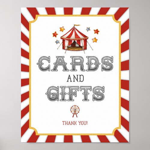 circus carnival cards and gifts party sign