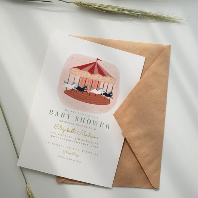 Circus Carnival Carousel Festival Baby Shower Invitation (Creator Uploaded)