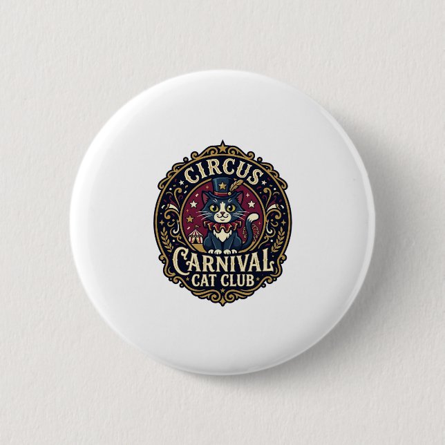 Circus Carnival Cat Cat Dad Gift Idea - Circus Car Button (Front)