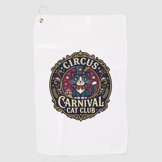 Circus Carnival Cat Cat Dad Gift Idea - Circus Car Golf Towel (Front)