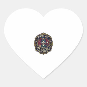 Circus Carnival Cat Cat Dad Gift Idea - Circus Car Heart Sticker