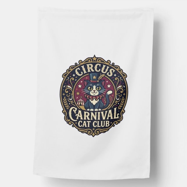Circus Carnival Cat Cat Dad Gift Idea - Circus Car House Flag (Front)